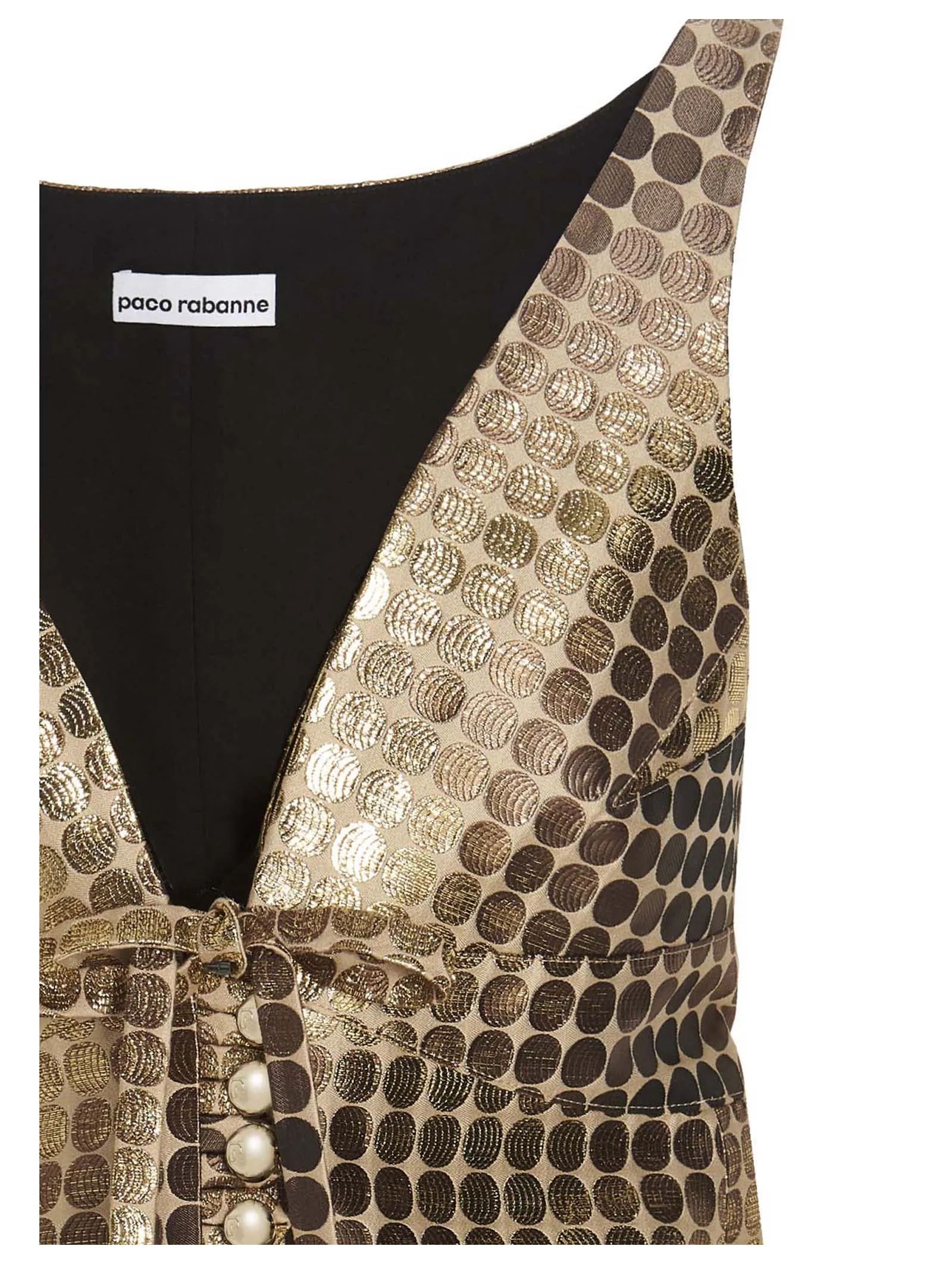 Paco Rabanne Allover Polka Dot V-Neck Mini Dress