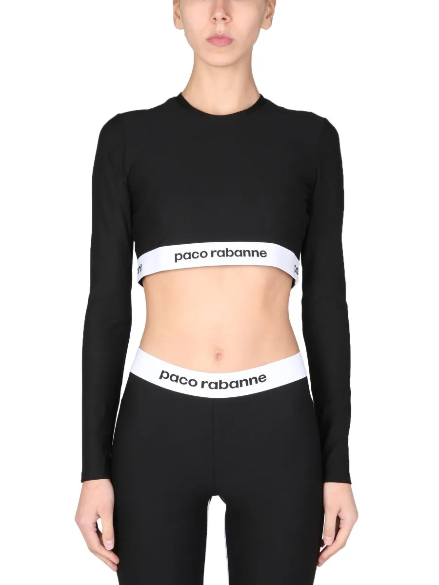 Paco Rabanne Logo Band Cropped Top