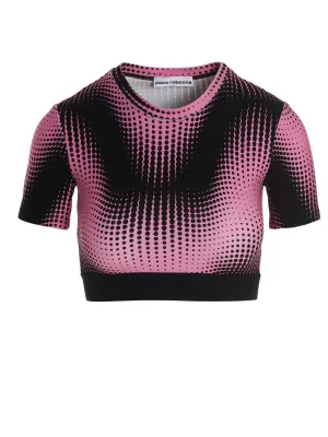 Paco Rabanne Two-Tone Bodyline Crop Jersey Top