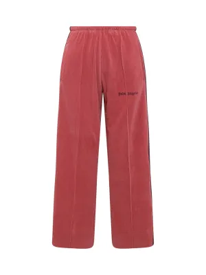 Palm Angels Logo Detail Cropped Velvet Pants