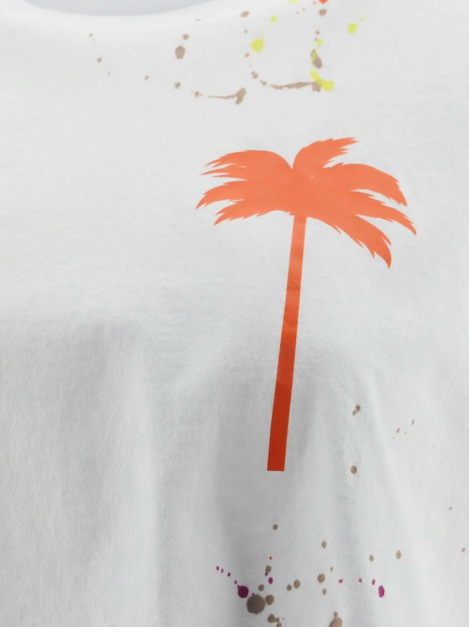 Palm Angels Paint-Splatter Mockneck Cropped T-Shirt