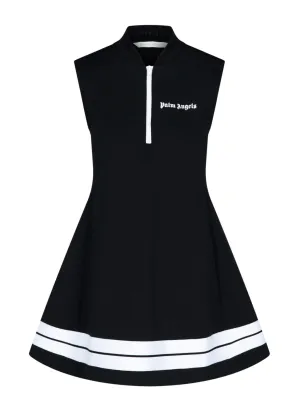 Palm Angels Zip-Up V-Neck Mini Dress