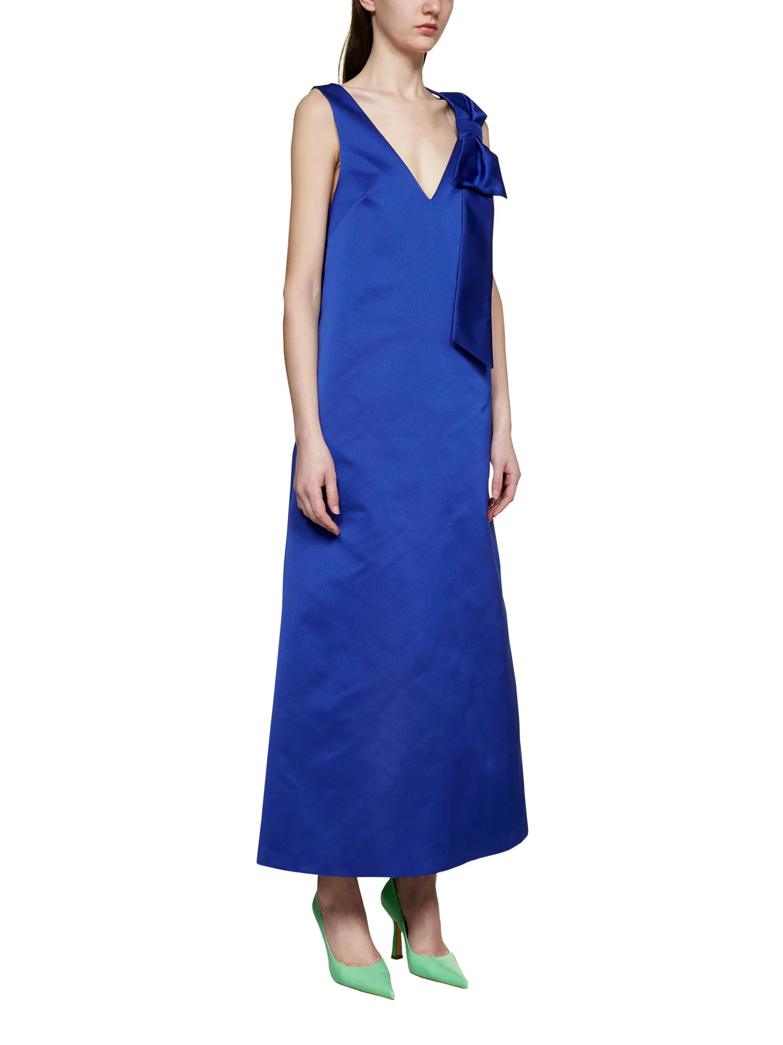 P.A.R.O.S.H. Bow-Detailed V-Neck Maxi Dress
