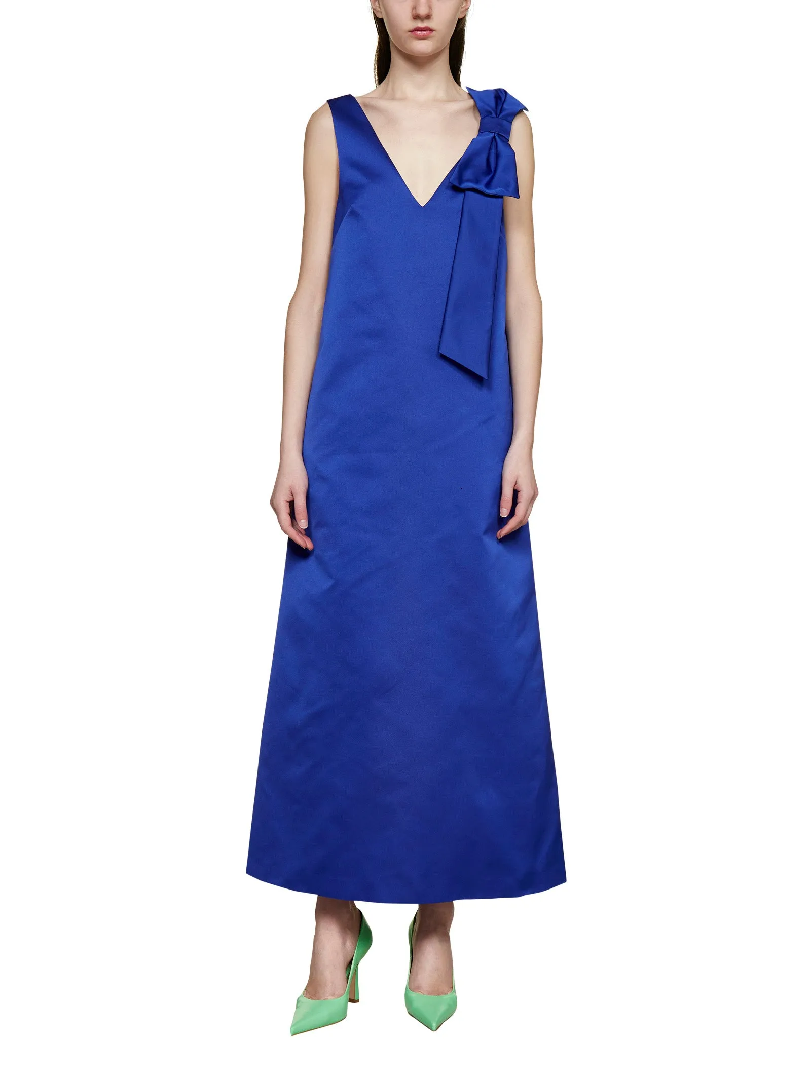 P.A.R.O.S.H. Bow-Detailed V-Neck Maxi Dress