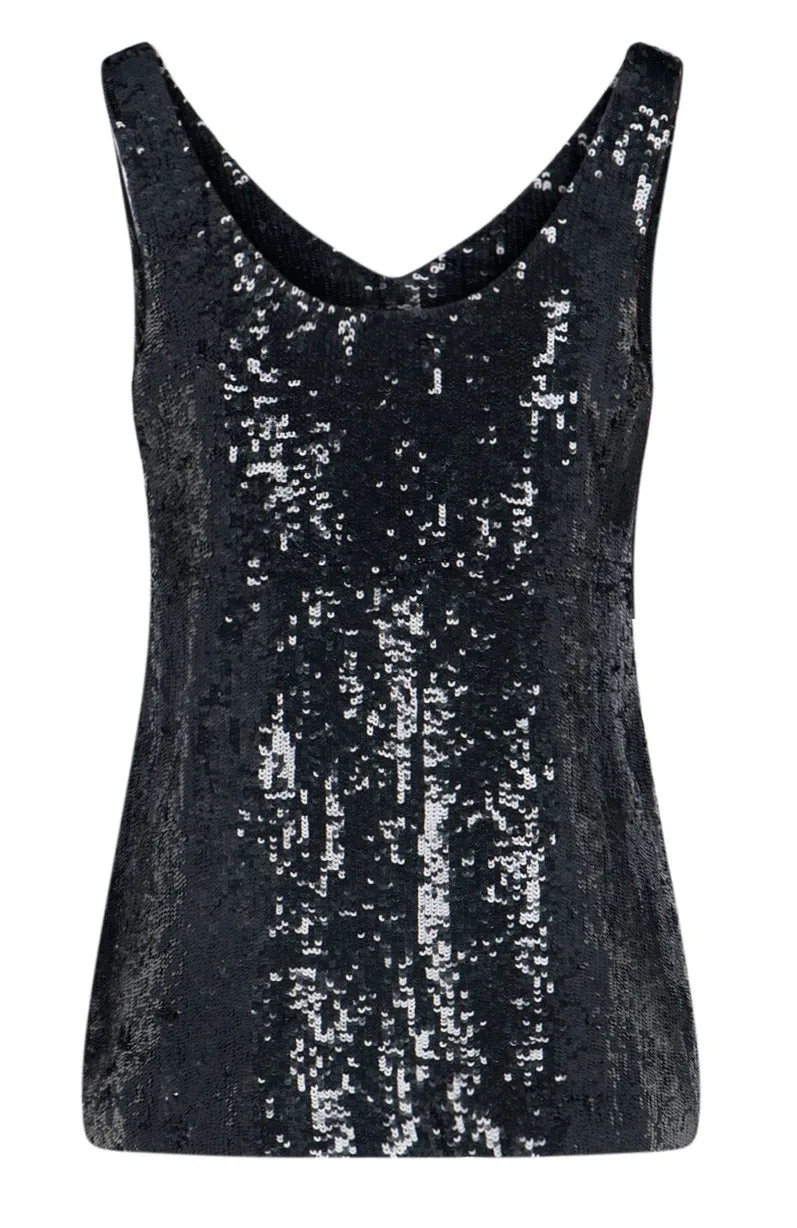 P.A.R.O.S.H. Sequin Embellished V-Neck Tank Top