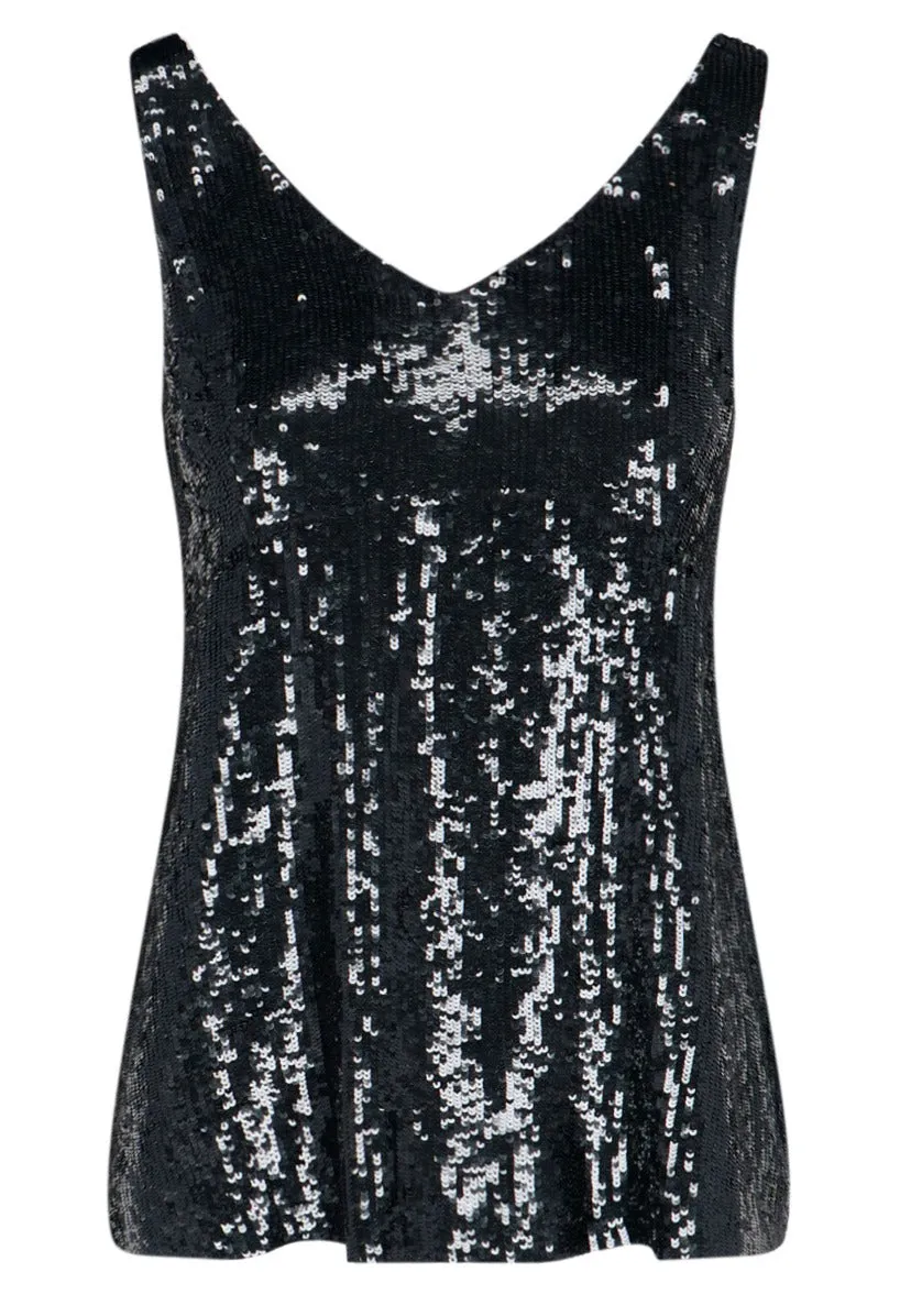 P.A.R.O.S.H. Sequin Embellished V-Neck Tank Top