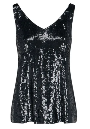 P.A.R.O.S.H. Sequin Embellished V-Neck Tank Top