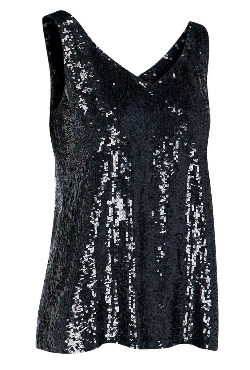 P.A.R.O.S.H. Sequin Embellished V-Neck Tank Top