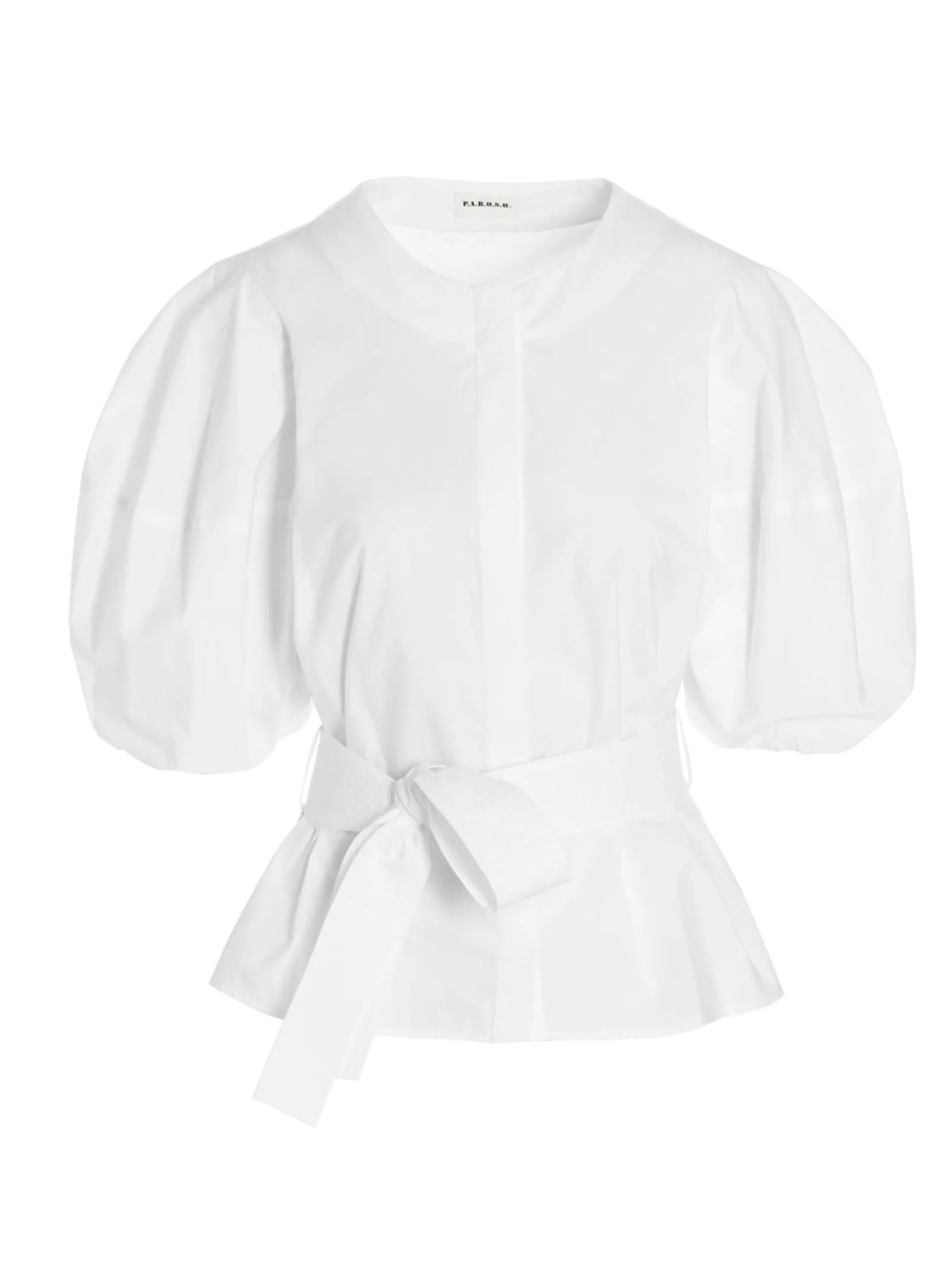 P.A.R.O.S.H. Tie-Waist Puff-Sleeved Top