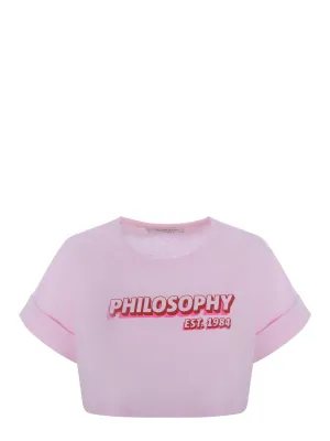Philosophy Di Lorenzo Serafini Logo Printed Cropped T-Shirt