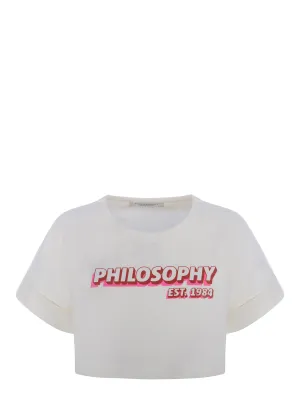 Philosophy Di Lorenzo Serafini Logo Printed Cropped T-Shirt
