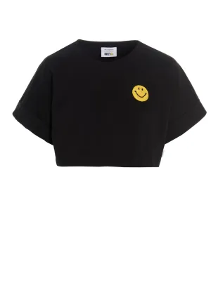 Philosophy Di Lorenzo Serafini Smiley Embroidered Cropped T-Shirt