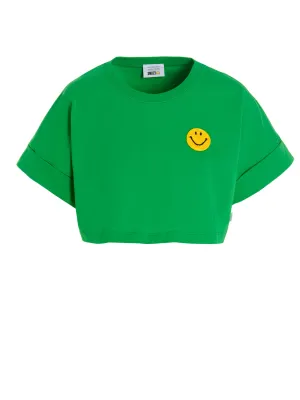 Philosophy Di Lorenzo Serafini X Smiley Embroidered Cropped T-Shirt