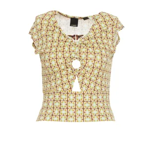 Pinko Allover Graphic Printed Cut-Out Sleeveless Top