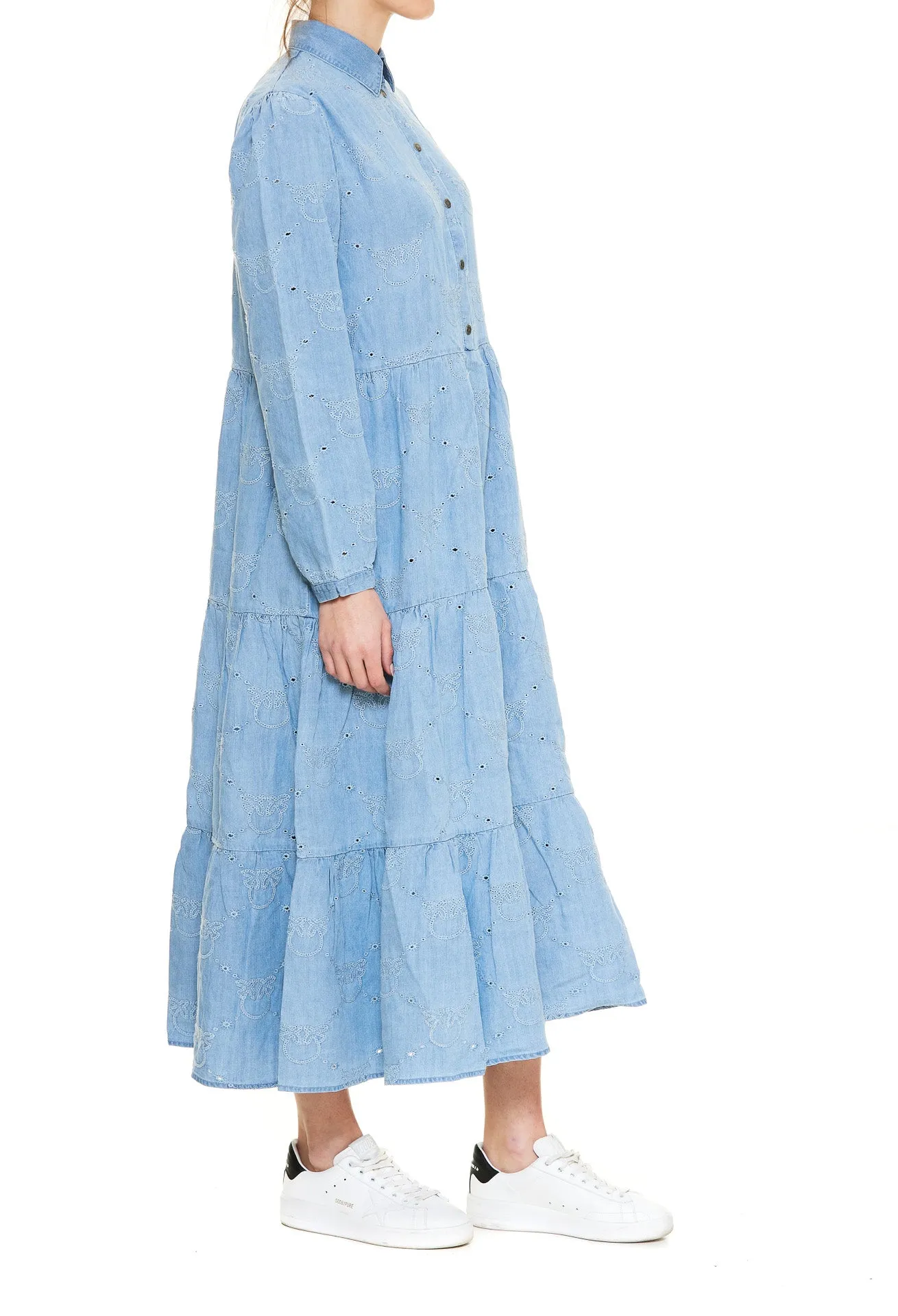 Pinko Allover Logo Long-Sleeved Shirt Dress