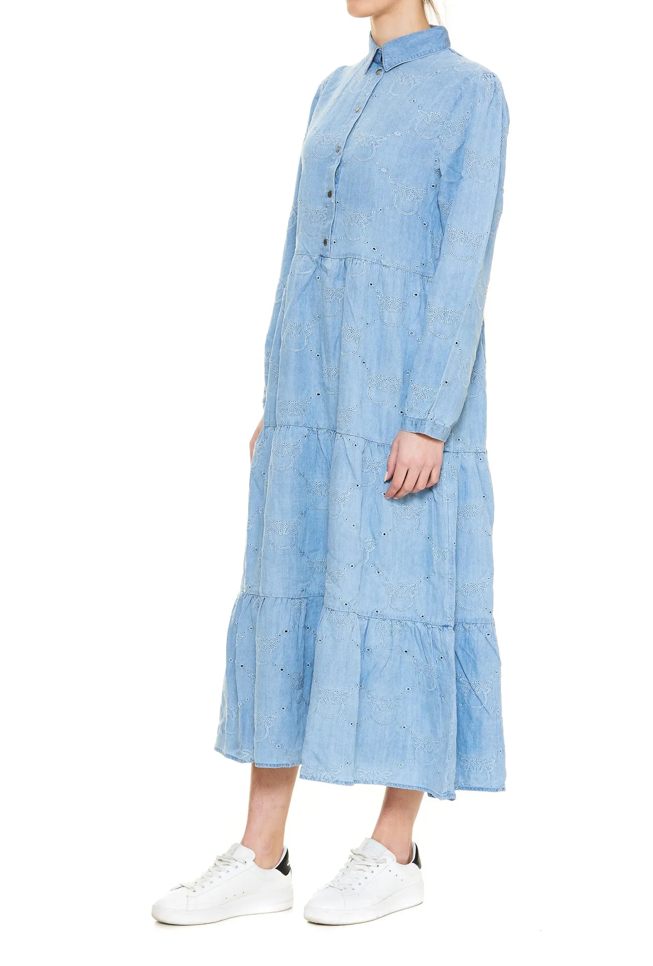 Pinko Allover Logo Long-Sleeved Shirt Dress