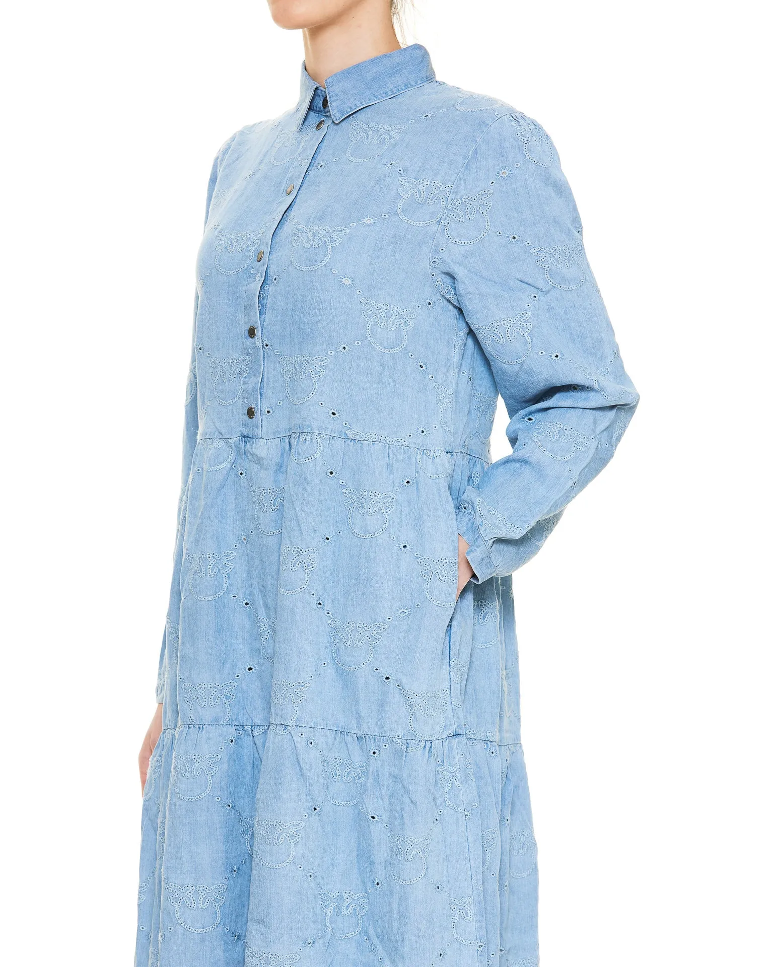 Pinko Allover Logo Long-Sleeved Shirt Dress