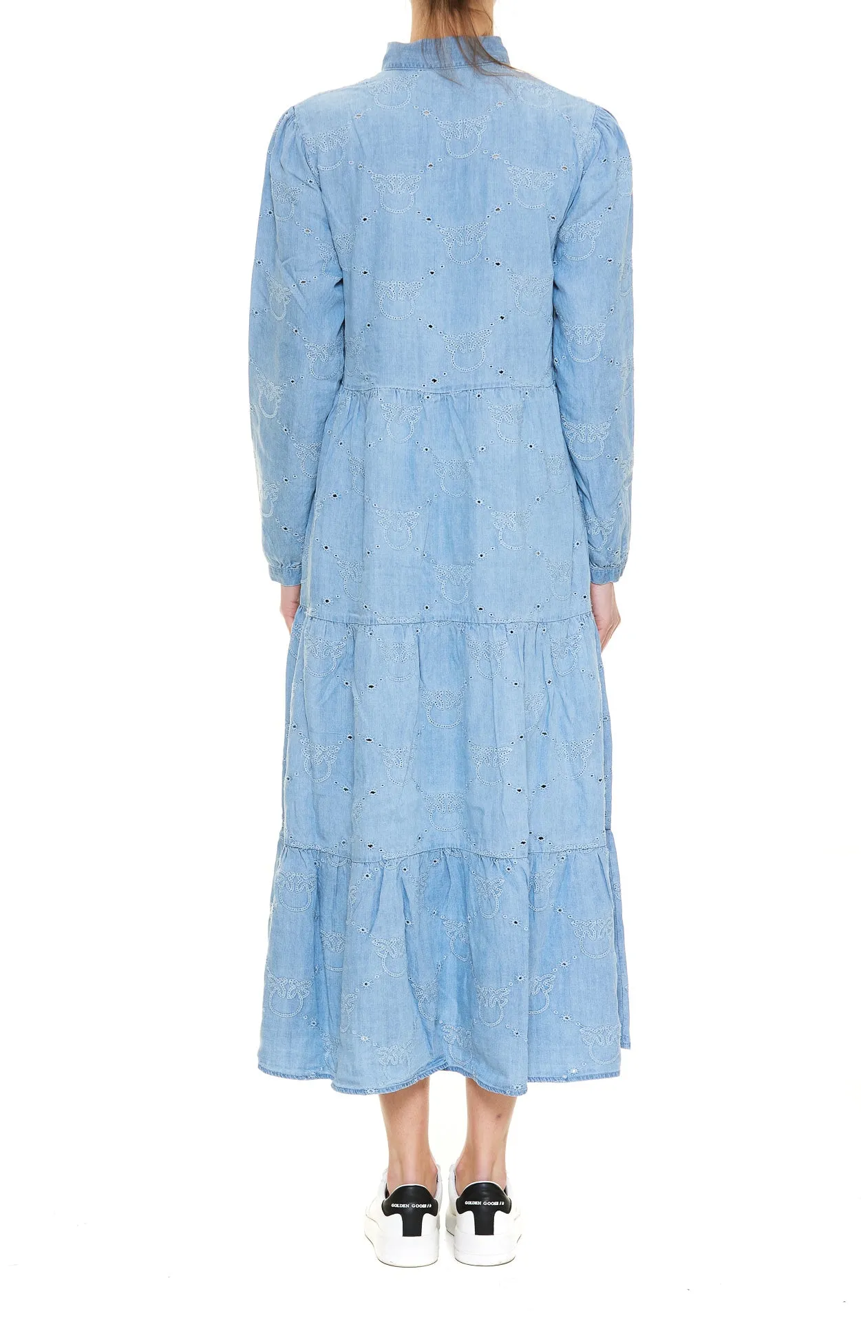 Pinko Allover Logo Long-Sleeved Shirt Dress