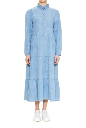 Pinko Allover Logo Long-Sleeved Shirt Dress