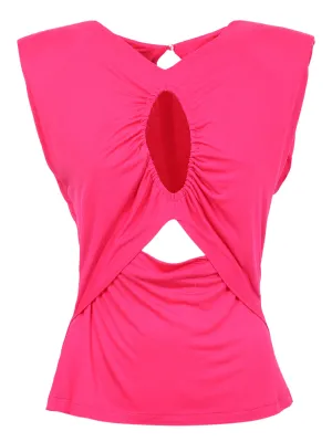 Pinko Cut-Out Round Neck Sleeveless Top