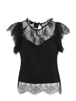 Pinko Floral Patterned Sleeveless Lace Top