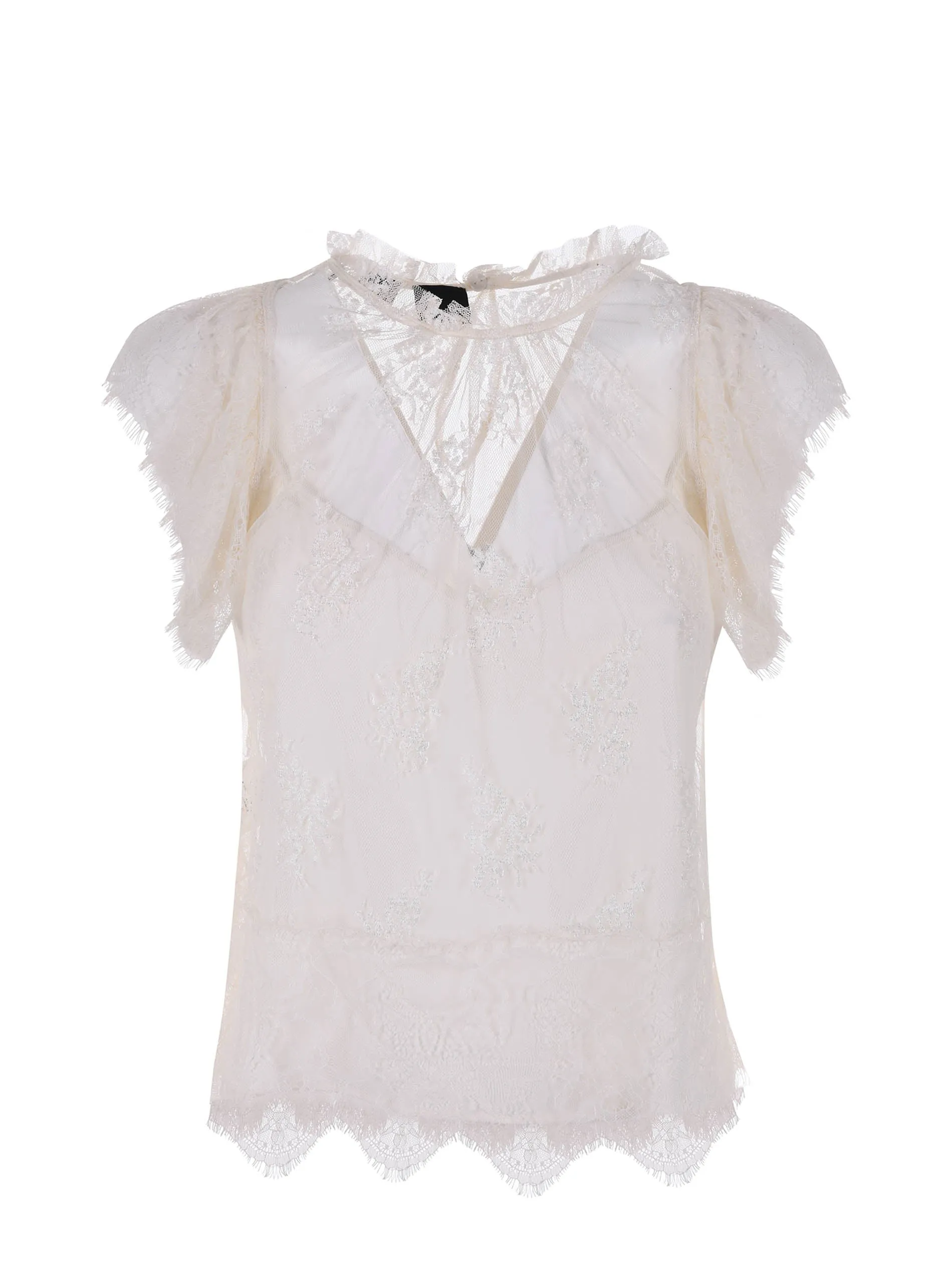 Pinko Floral Patterned Sleeveless Lace Top