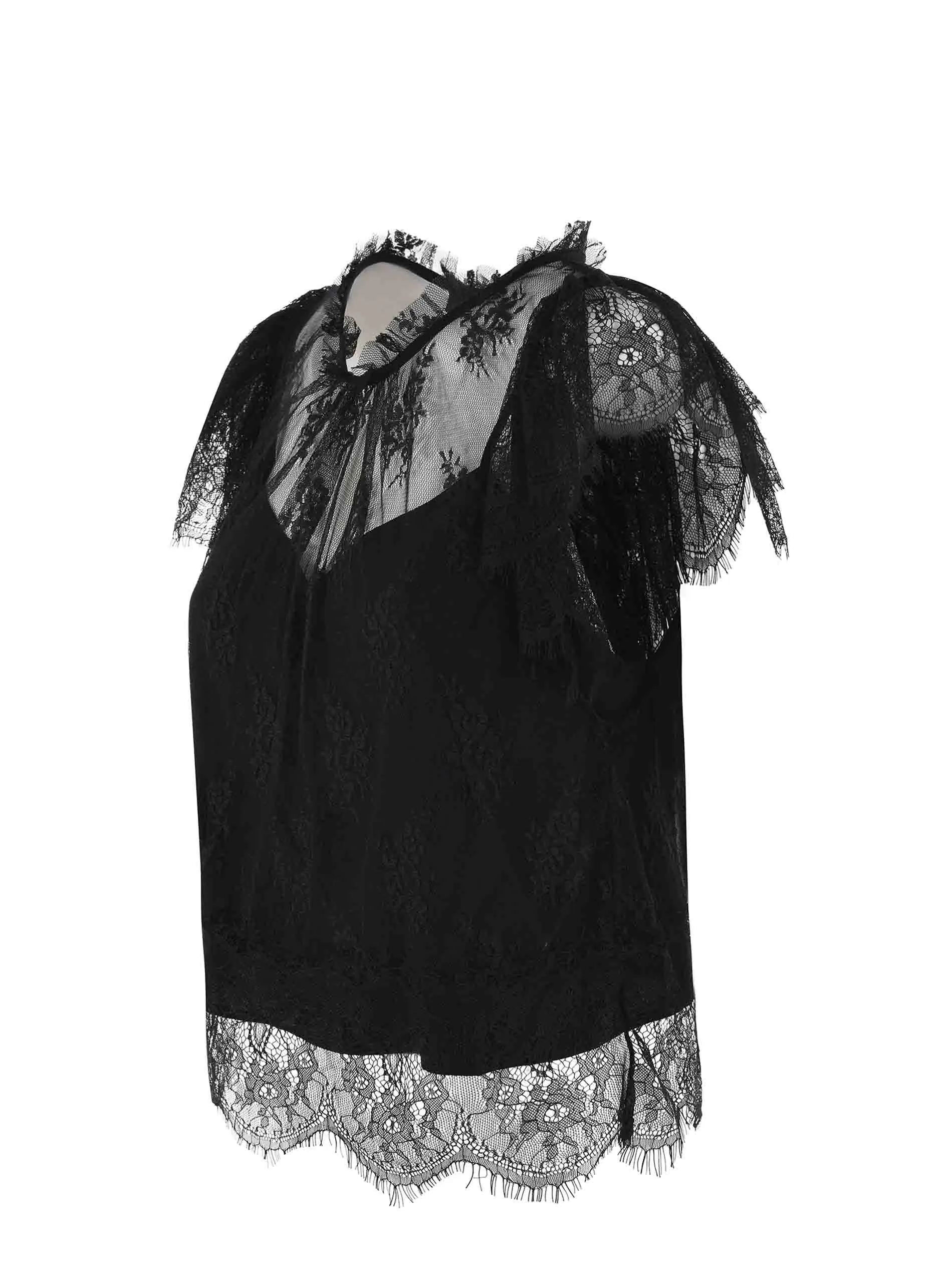 Pinko Floral Patterned Sleeveless Lace Top