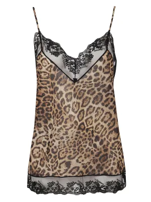 Pinko Lace-Detailed Leopard-Printed Camisole Top