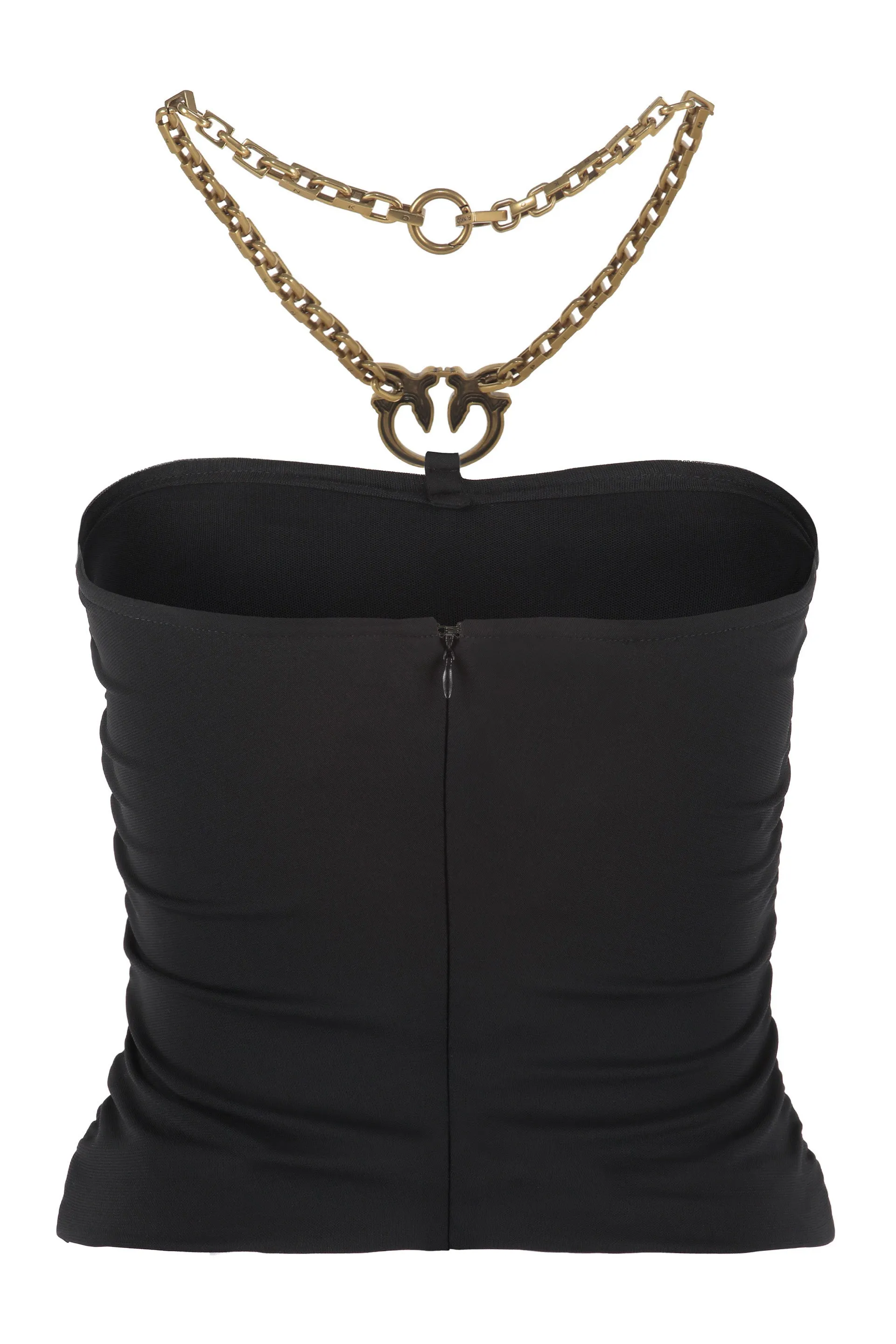 Pinko Logo-Plaque Halterneck Ruched Top