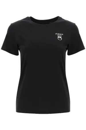 Pinko Love Birds Embroidered Crewneck T-Shirt