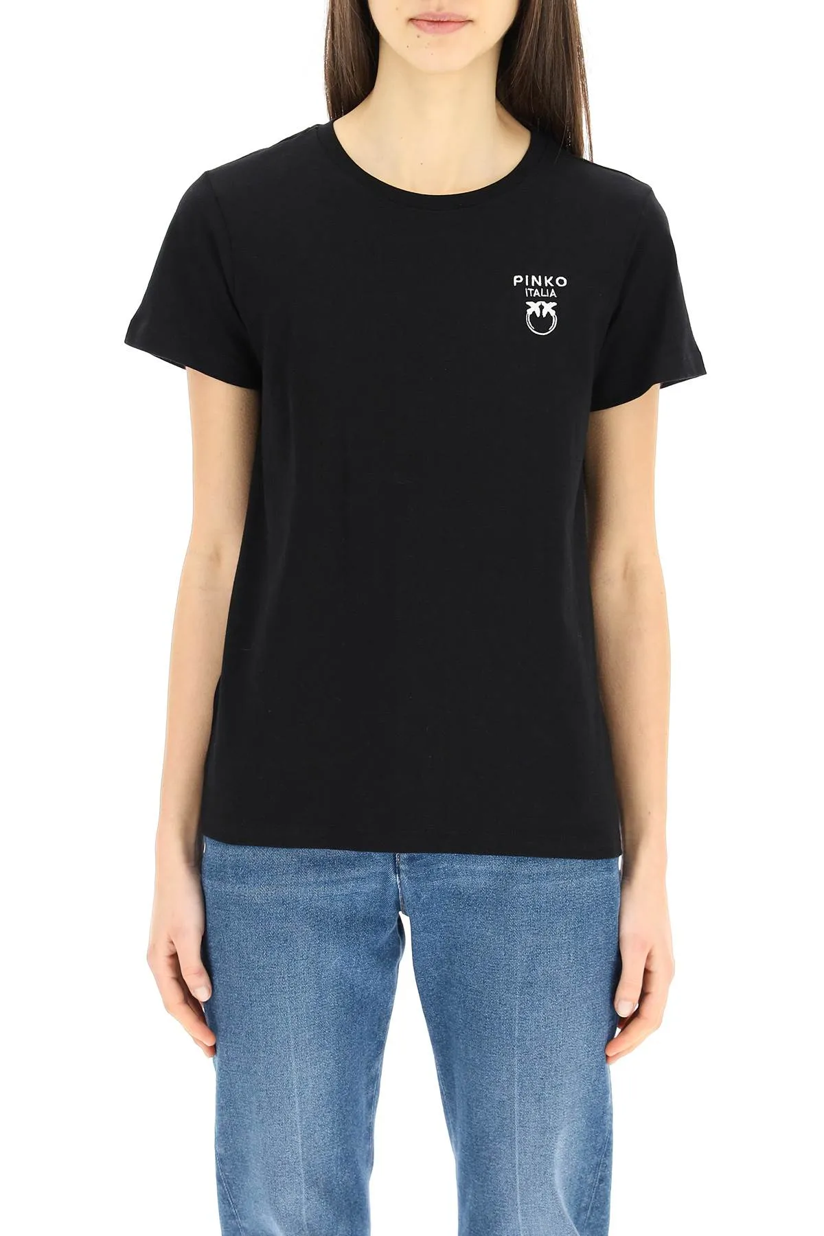 Pinko Love Birds Embroidered Crewneck T-Shirt