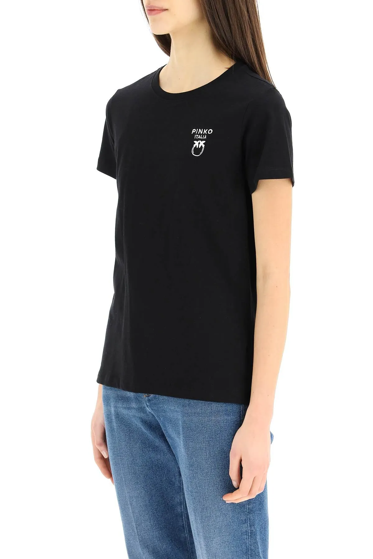 Pinko Love Birds Embroidered Crewneck T-Shirt