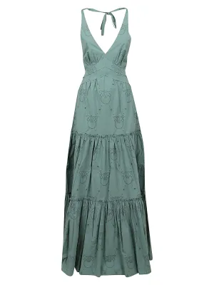 Pinko Monogram Embroidered Maxi Dress