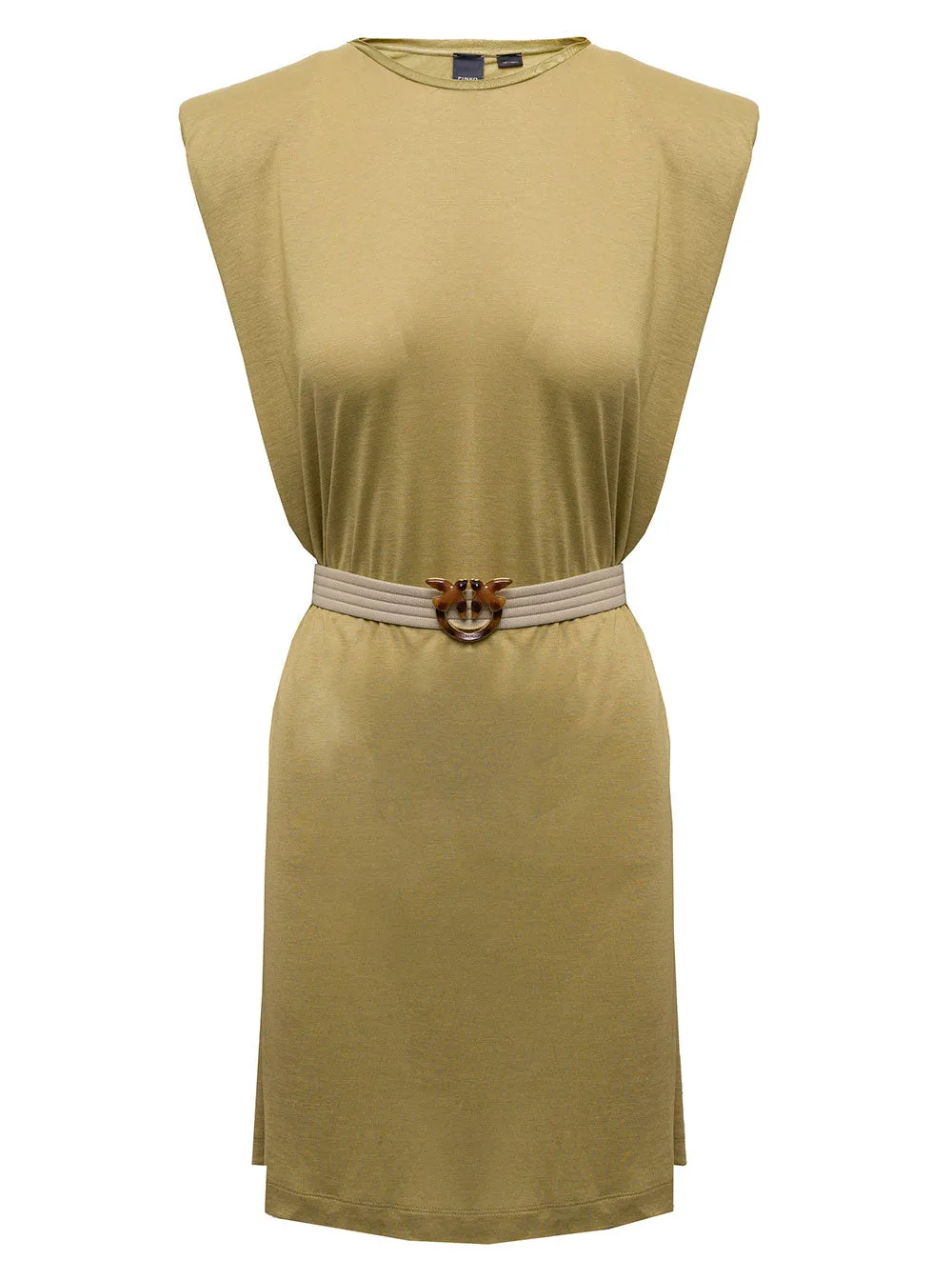 Pinko Padded Shoulder Belted Waist Mini Dress