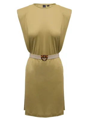 Pinko Padded Shoulder Belted Waist Mini Dress