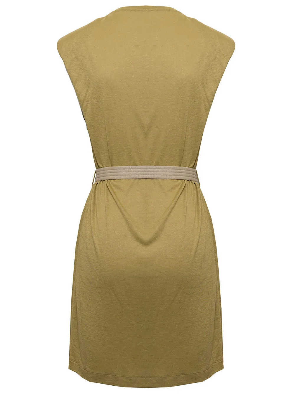 Pinko Padded Shoulder Belted Waist Mini Dress