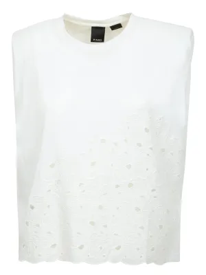 Pinko Perforated Crewneck Sleeveless T-Shirt