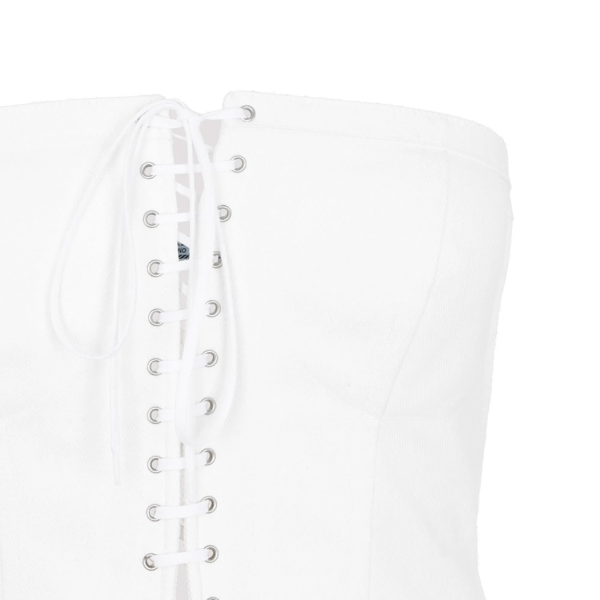 Prada Lace-Up Strapless Cropped Top