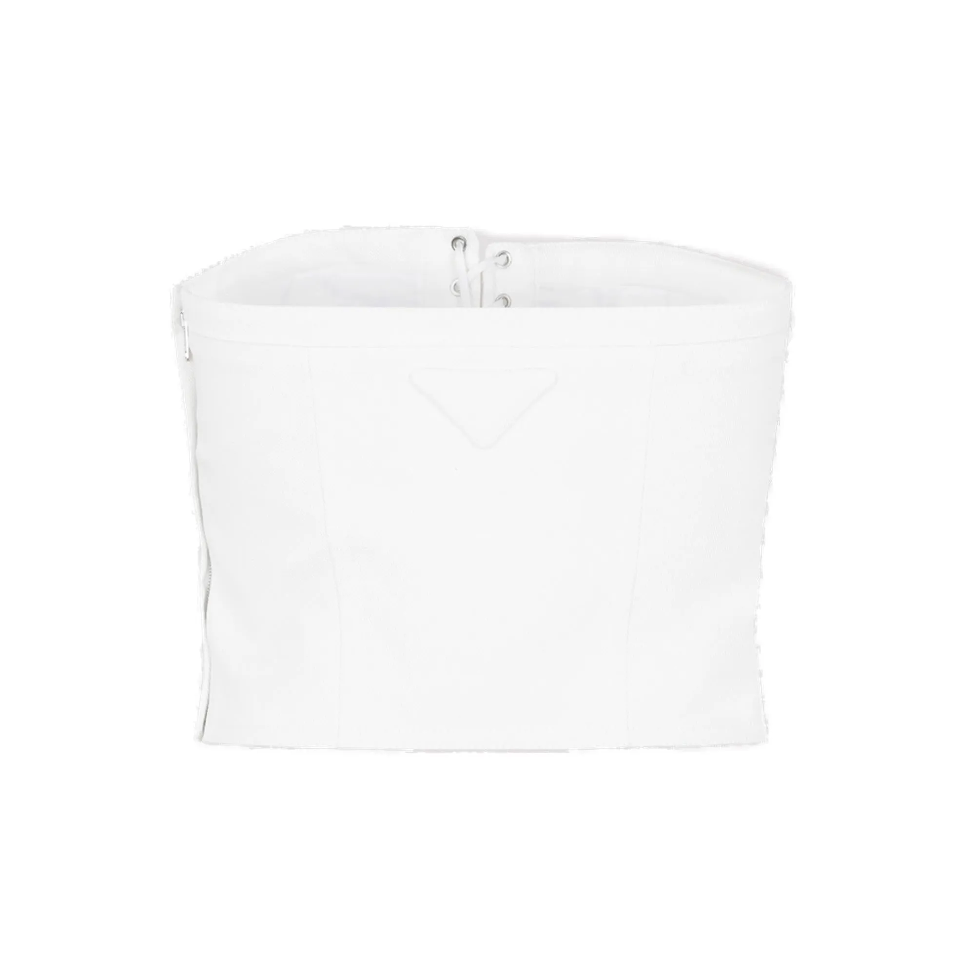 Prada Lace-Up Strapless Cropped Top