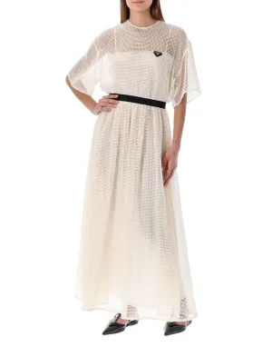 Prada Triangle Logo Mesh Maxi Dress