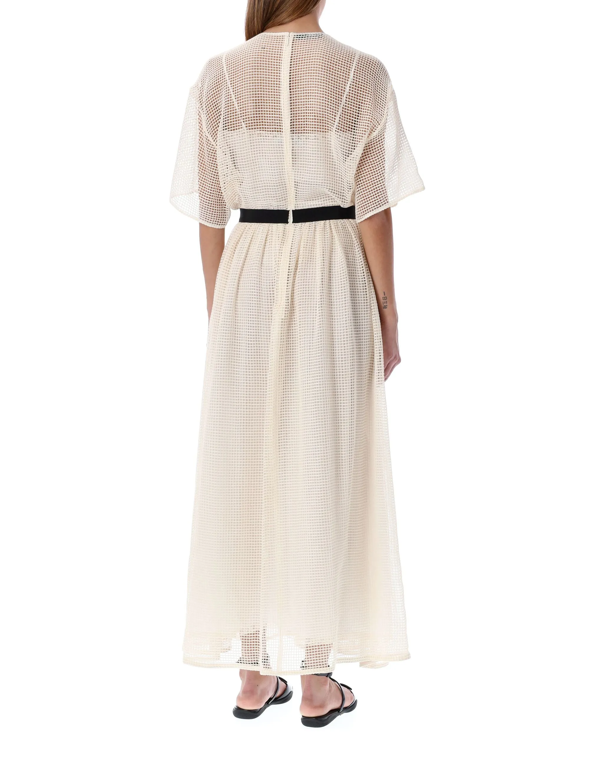 Prada Triangle Logo Mesh Maxi Dress