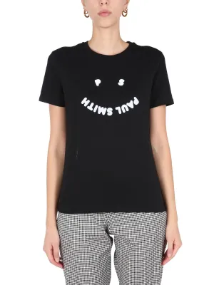 PS Paul Smith Flocked Smiley Logo Crewneck T-Shirt