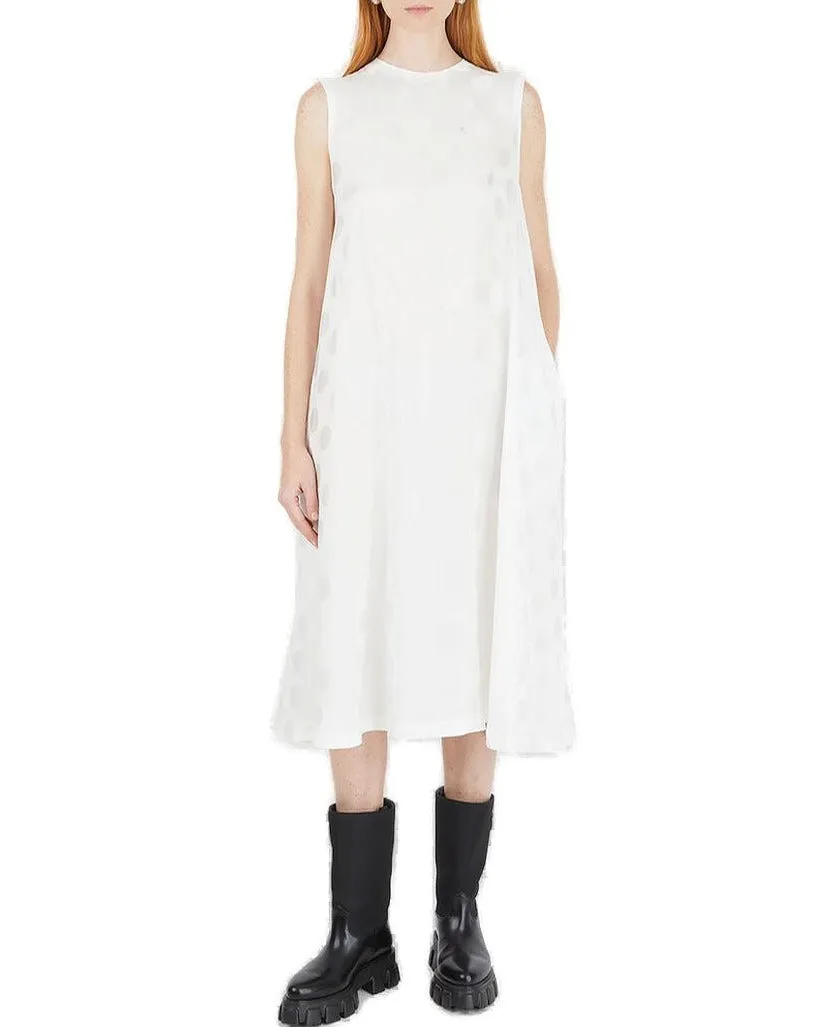Raf Simons Polka Dot Print Sleeveless Midi Dress