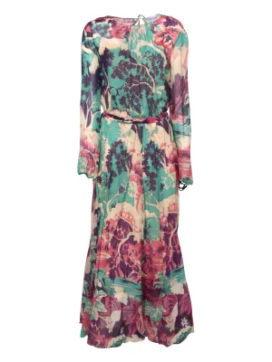 REDValentino Abstract Printed Round-Neck Midi Dress