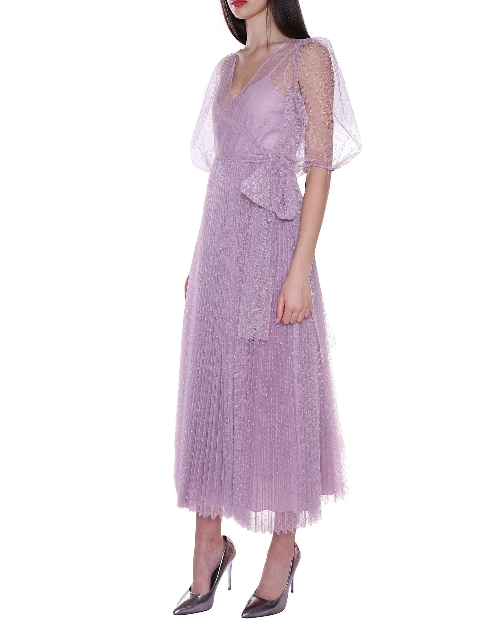 REDValentino Bow Detailed V-Neck Midi Dress
