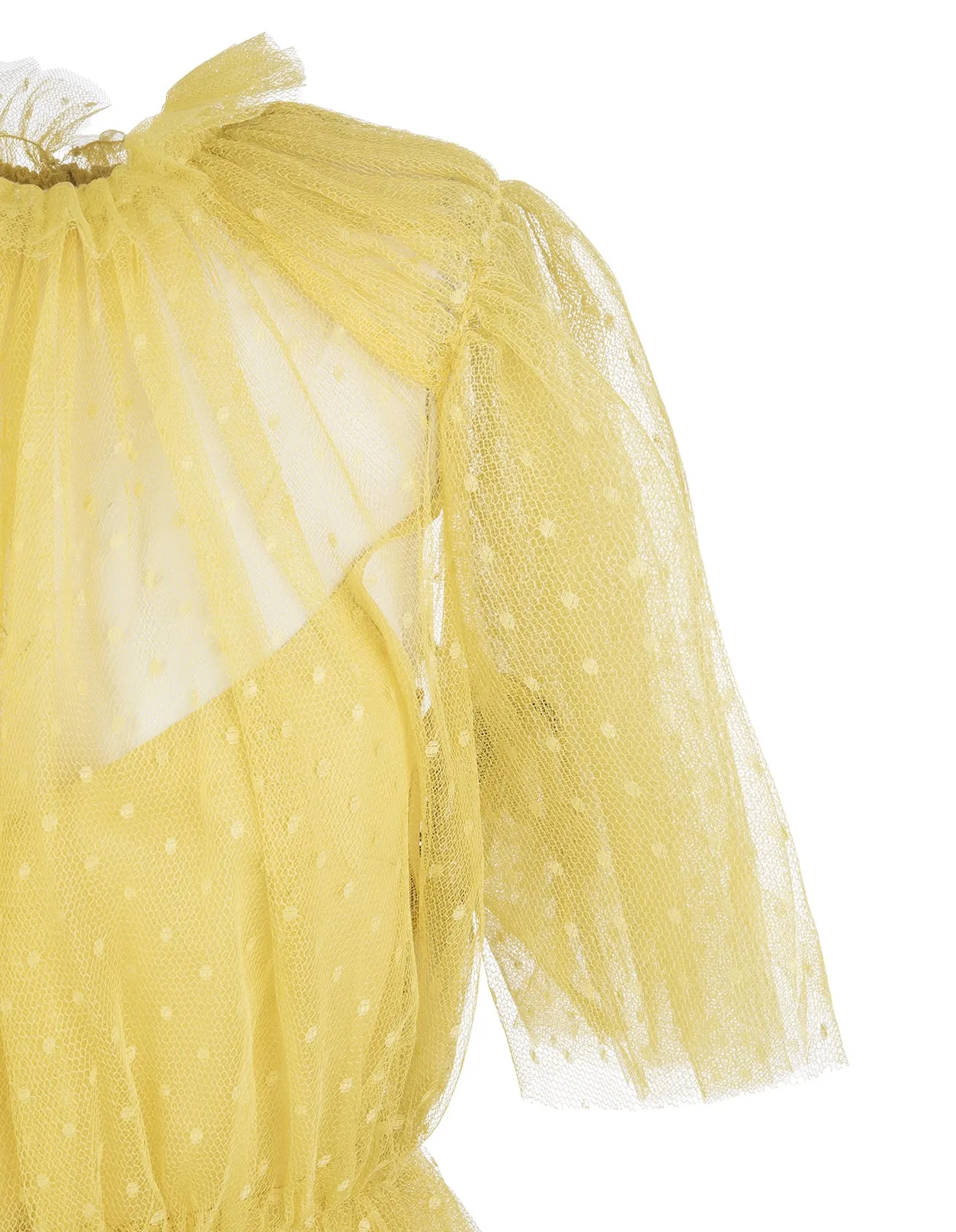 REDValentino Frill-Neck Short Sleeved Tulle Mini Dress
