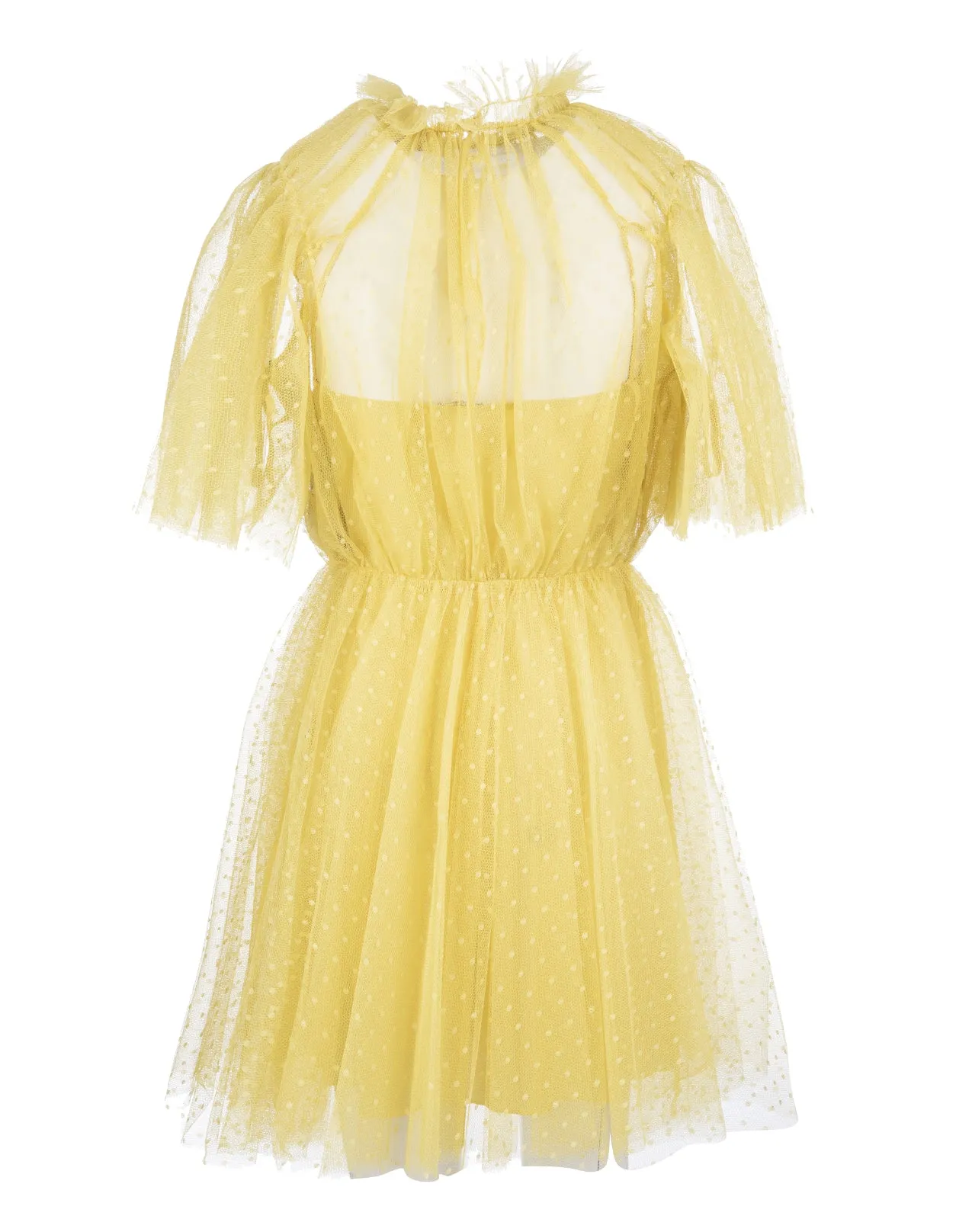 REDValentino Frill-Neck Short Sleeved Tulle Mini Dress