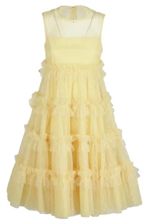 REDValentino Polka Dot Embroidered Tulled Dress