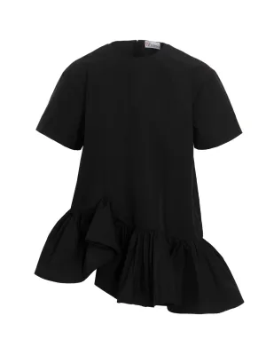 REDValentino Ruffled Short Sleeved Crewneck Top