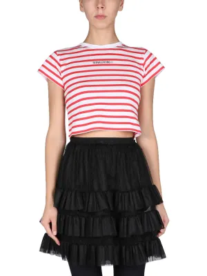 REDValentino Striped Cropped T-Shirt